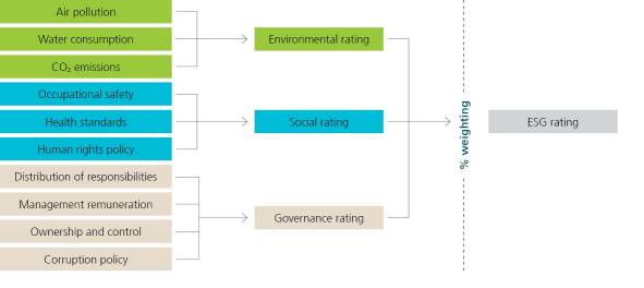 The illustration shows the basic scheme that could be used to establish an ESG rating.