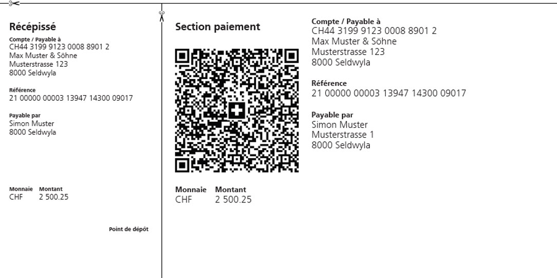 Exemple de présentation de la QR-facture