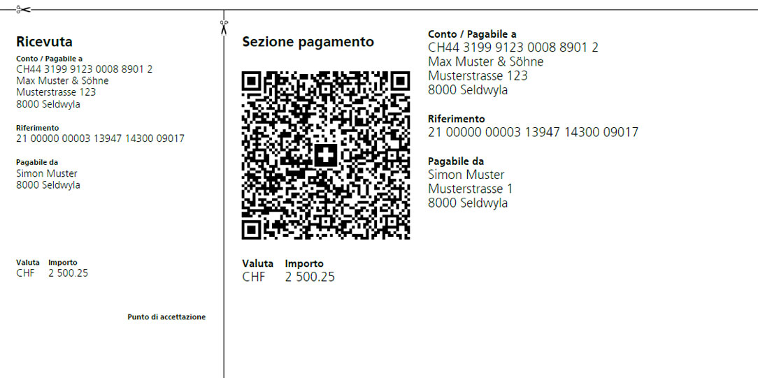 Esempio di layout della QR-fattura