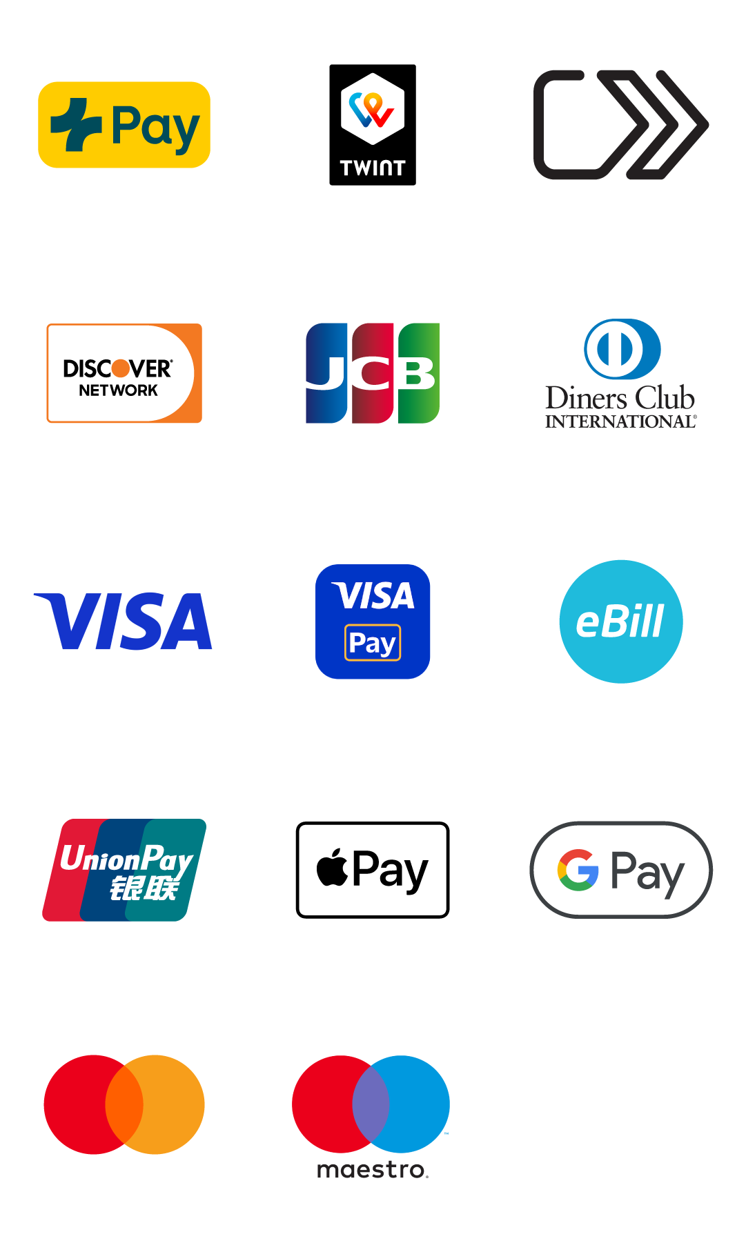 Logos of supported payment methods 