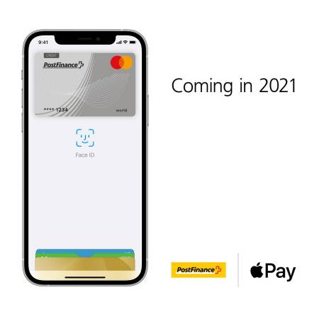 Coming in 2021, Logo PostFinance, Logo Apple Pay